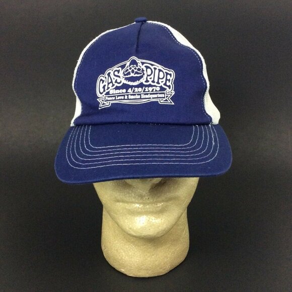 Gas Pipe Smoke Shop Blue & White Trucker Hat With Adjustable Snapback Hitwear - Picture 1 of 7